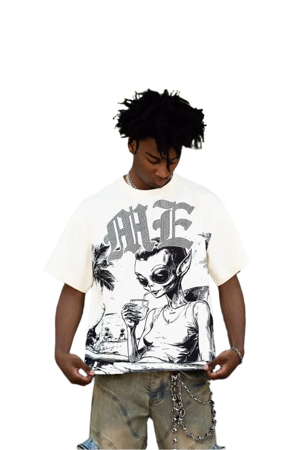 Mixed Emotion Letter Rhinestone Short Sleeve T-shirts Pure Cotton Loose Crew Neck