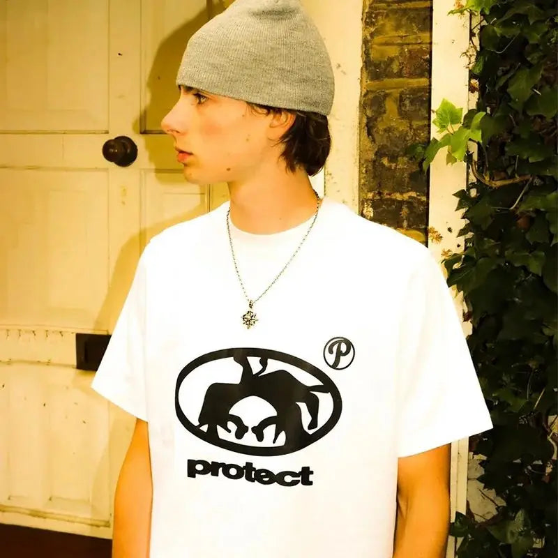 Men T-Shirt Oversized 100% Cotton Tops Graphic Short Sleeve T-Shirt