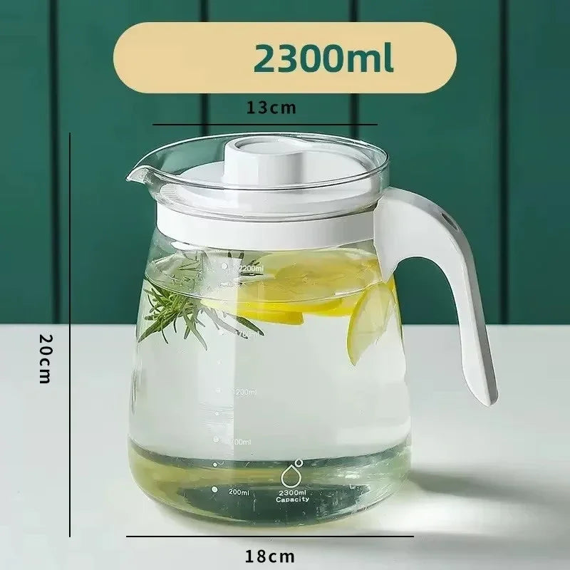 Transparent Teapot High Borosilicate Glass Heat-Resistant Large Capacity Tea Pot Coffee Juice Ice Water Kettle for Office Home