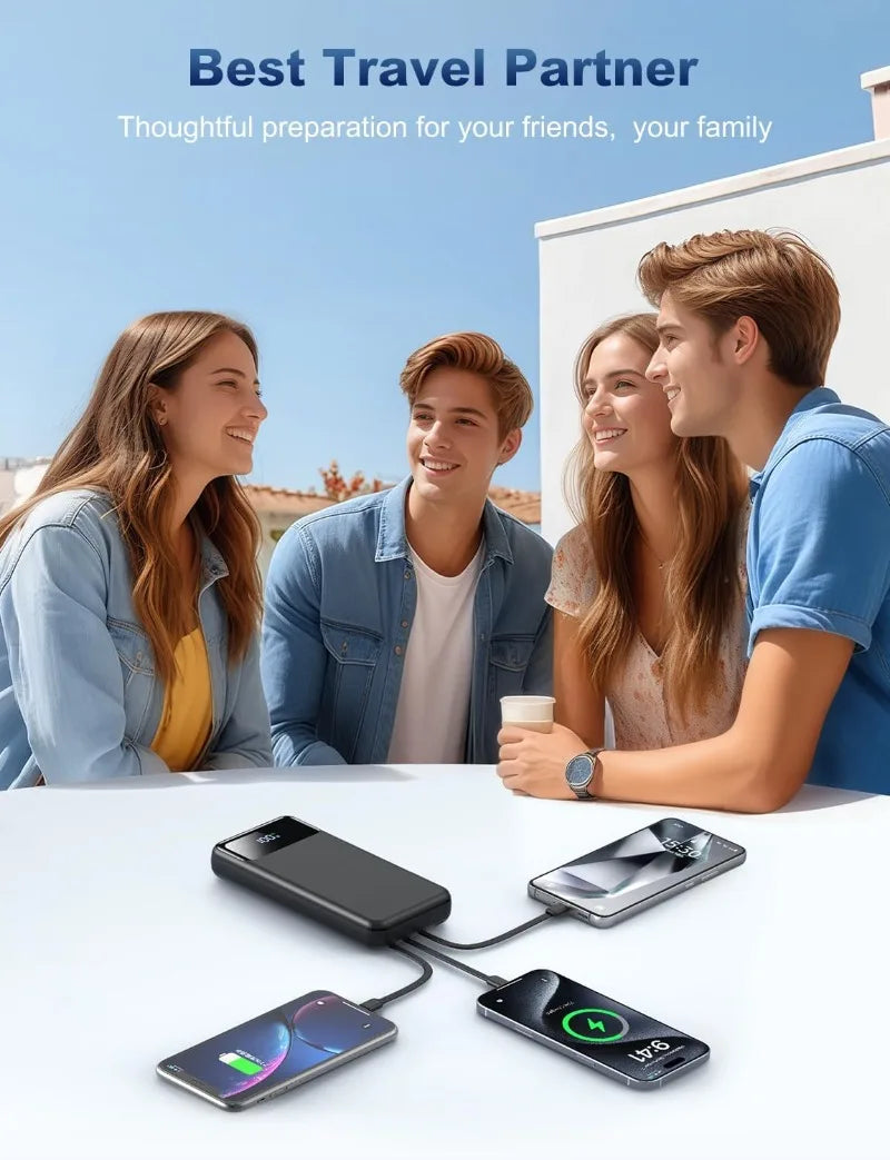 Portable Charger Power Bank 50000mAh Battery Pack, 22.5W Fast Charging with Built in Cables,Travel Essential USB-C Por