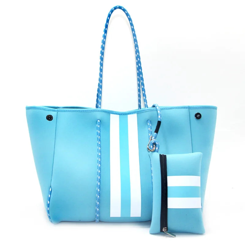 2024 Hotsale Large Fashion Tote Bag for Women Neoprene Tote Bag for Summer and Beach Pink High Quality Neoprene Women Handbag