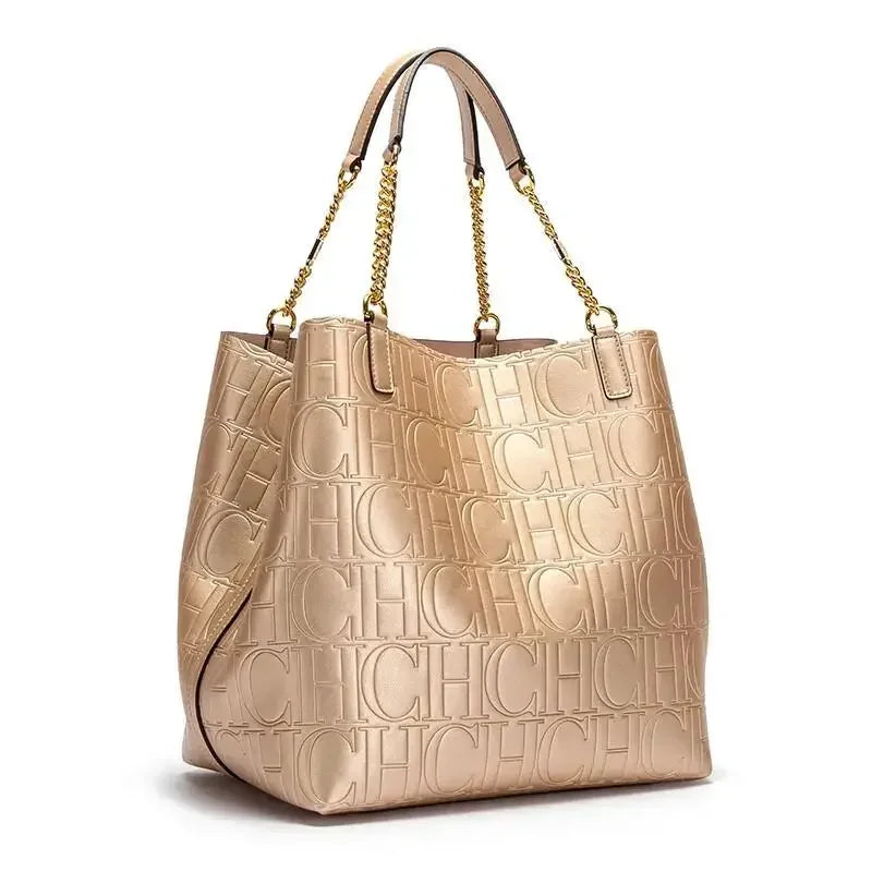 CH Women's Large-capacity Tote Bag Superior Sense of Solid Colour