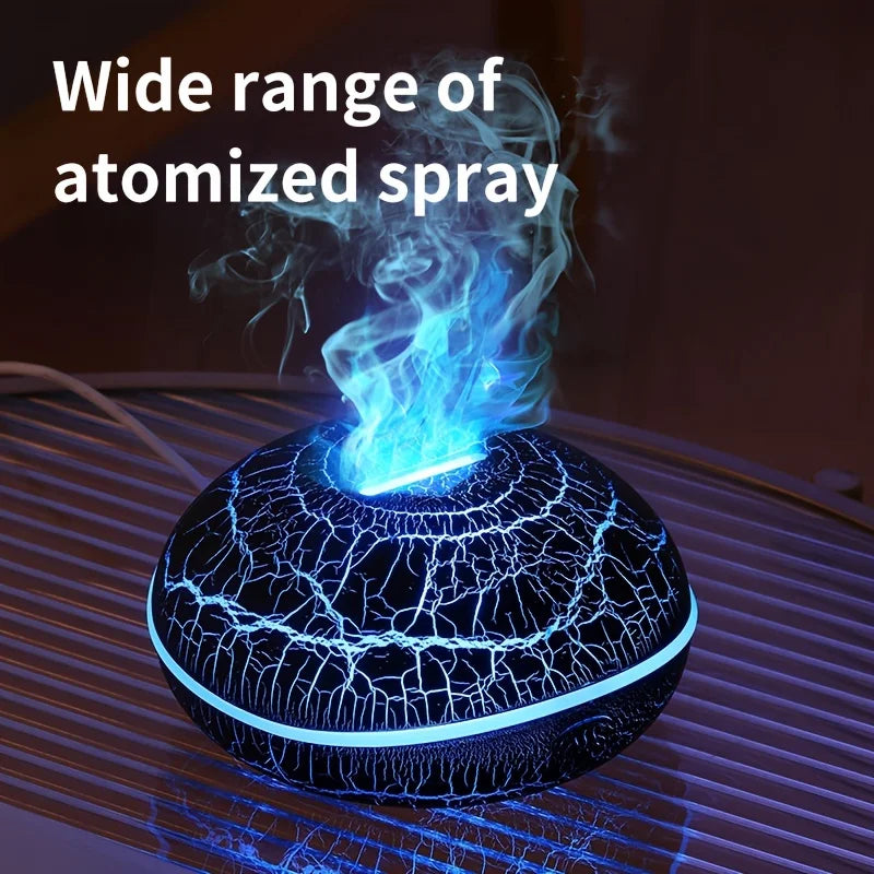 Flame Effect Aromatherapy Air Humidifier with 7 Color Lights - Essential Oil Diffuser, Flame Effect, Wide Spray Range