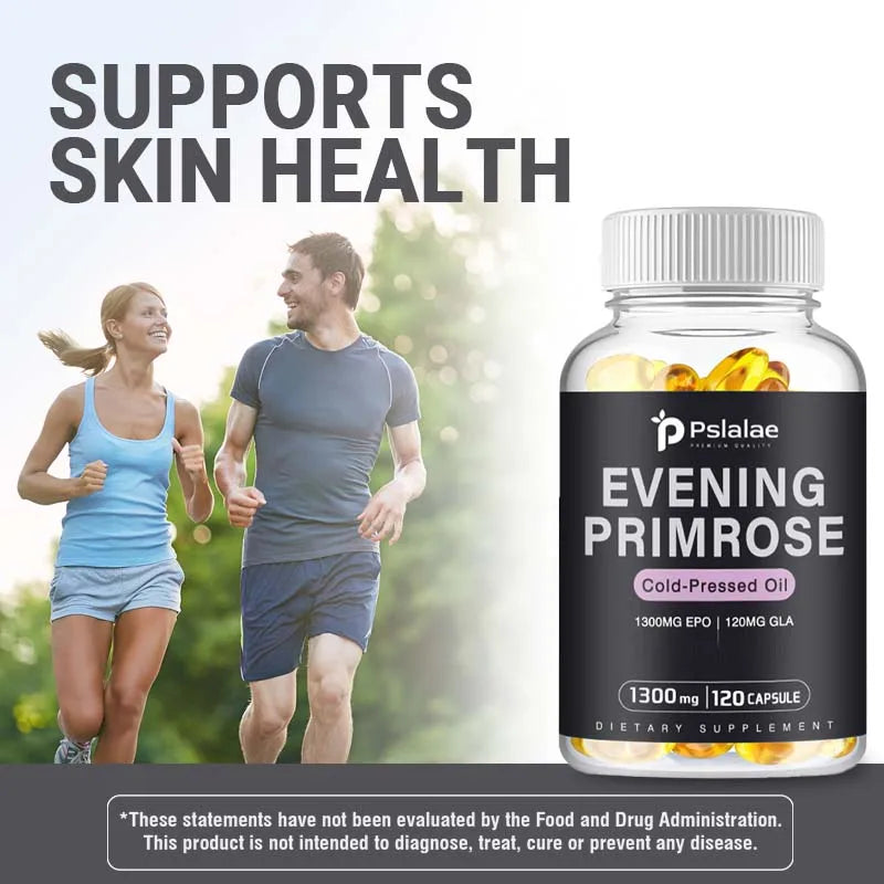 Evening Primrose Oil - Contains Gelatin and Vegetable Glycerin To Promote Healthy Skin - 120 Capsules