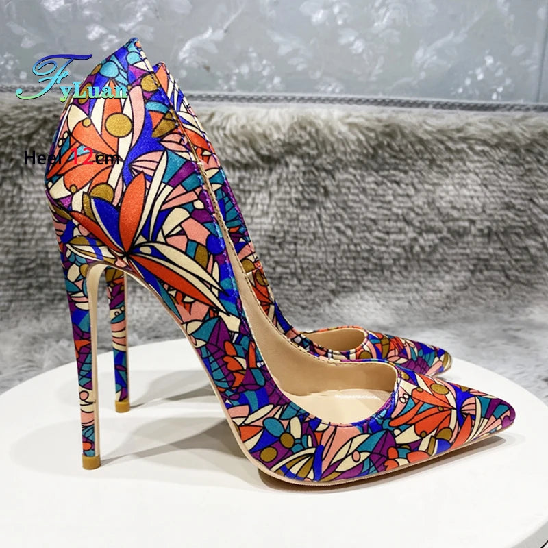 Europe and America Plus Size Satin High Heels Party Women Shoes 2025 New High-quality Pointy Toe Stiletto Chromatic Colour Pumps