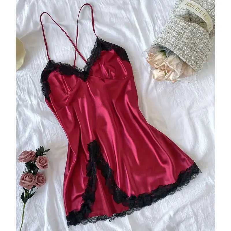 Erotic Hot Dresses Exotic Pajamas Women's Sexy Lace Nightdress Women's Bow Lingerie Pajamas Set Babydoll Costumes Sex Sleepwear