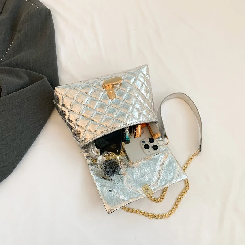 Luxury Laser Design Chevron Quilted Shoulder Bag