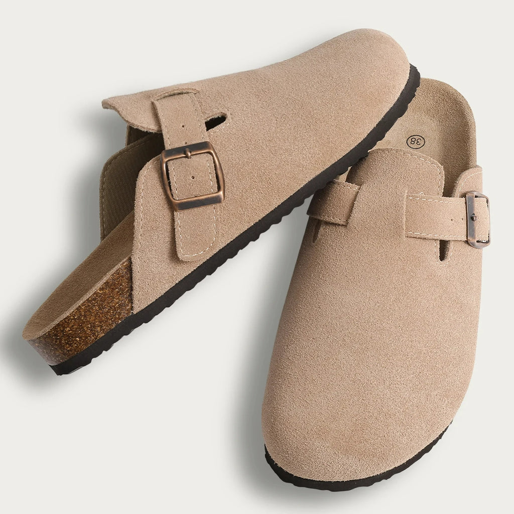 Crestar Cork Suede Mules Clogs Classic Cork Antislip Outdoor Slippers With Arch Support