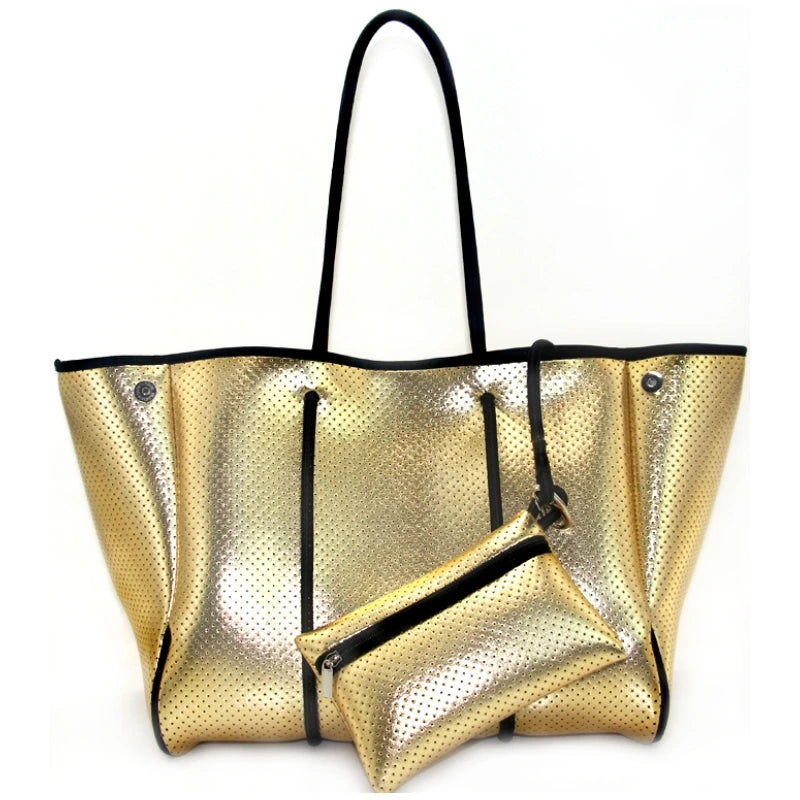 2024 Hotsale Large Fashion Tote Bag for Women Neoprene Tote Bag for Summer and Beach Pink High Quality Neoprene Women Handbag