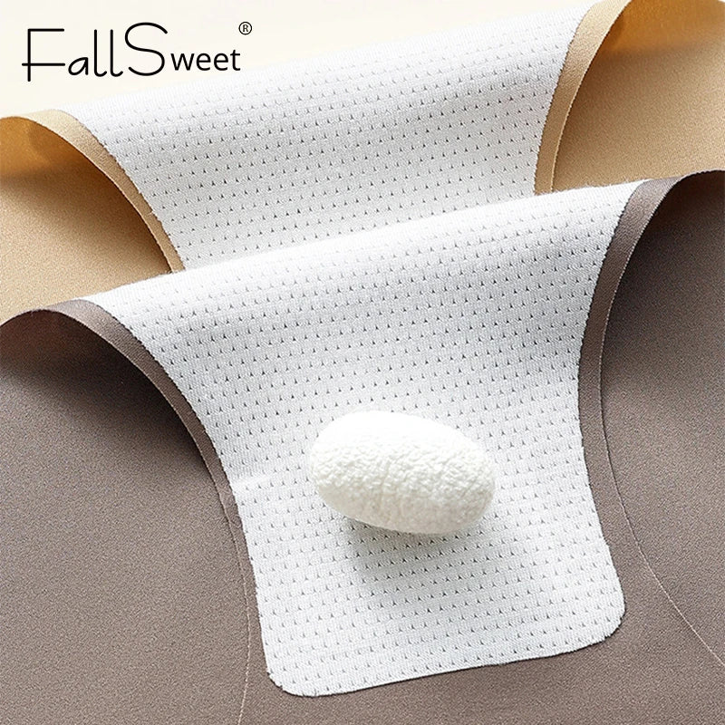 FalllSweet 4PCS Seamless Panties  Ice Silk Underwear Soft Thin Briefs