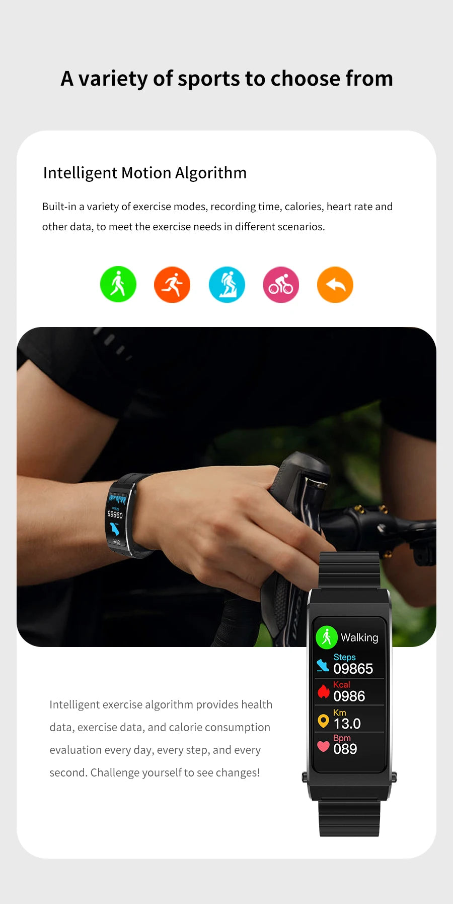 Removable strap 2 in 1 with earphone single touch earbuds sports Run bracelet Heart rate monitor smart talk band wristband