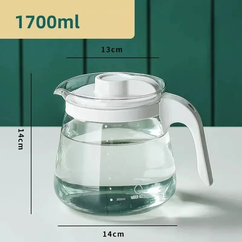 Transparent Teapot High Borosilicate Glass Heat-Resistant Large Capacity Tea Pot Coffee Juice Ice Water Kettle for Office Home