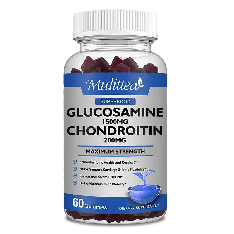 Mulittea Glucosamine with Chondroitin Supports Occasional Joint Discomfort Relief Antioxidant Supplement for Back, Knees, Hands