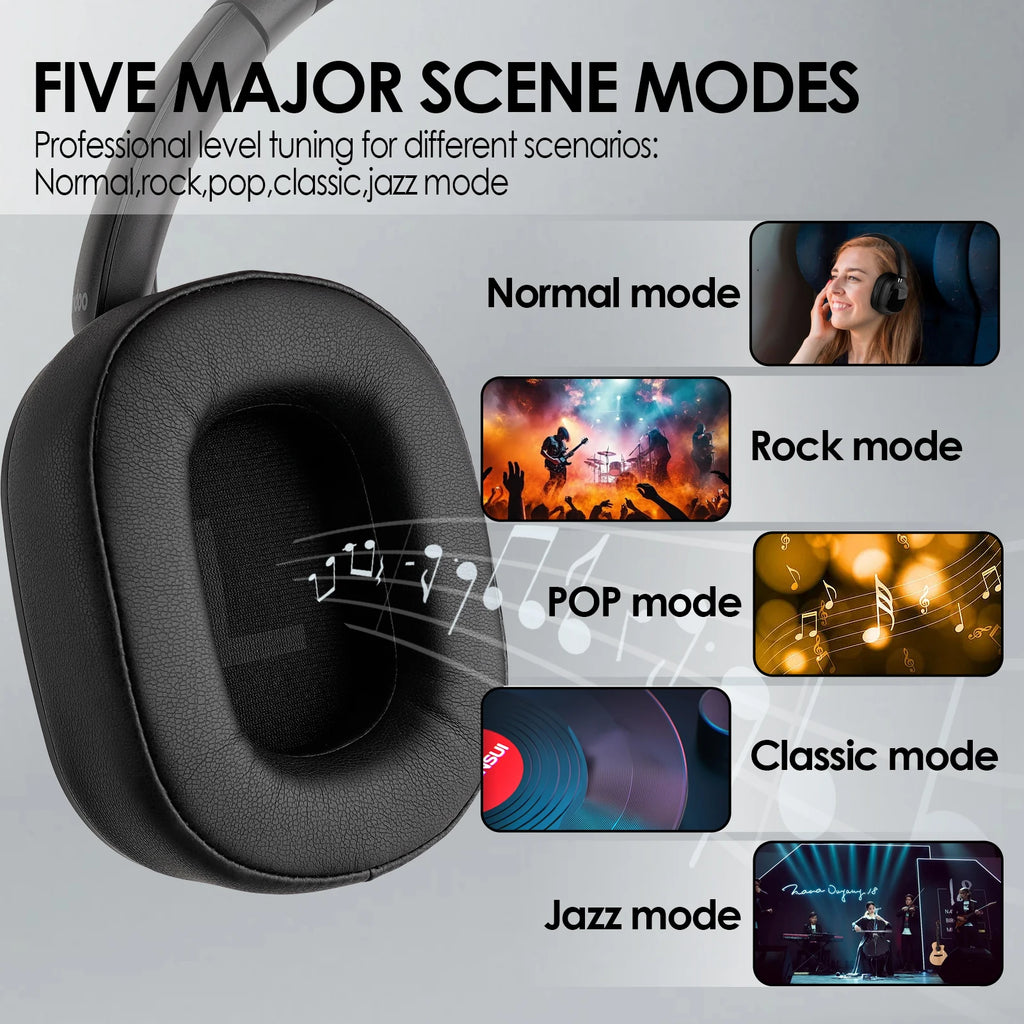 Hybrid Wireless Headphone, Active Noise Cancelling Headphones With Multi Magnetic Touch Control LED Screen