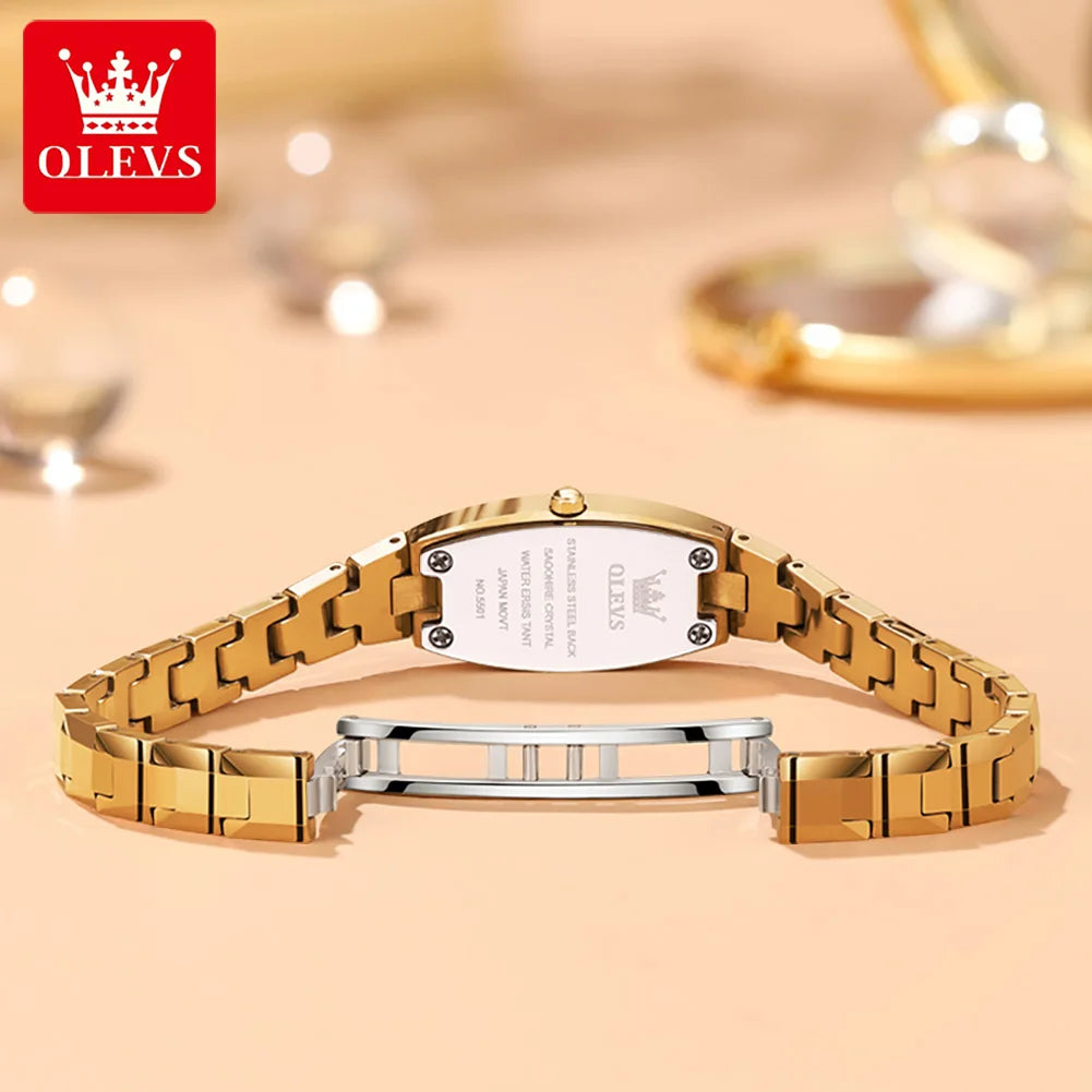 OLEVS 5501 Ladies Watch Luxury Elegant Fashionable Tungsten Steel Quartz Wristwatch Waterproof Watches For Women Set Reloj