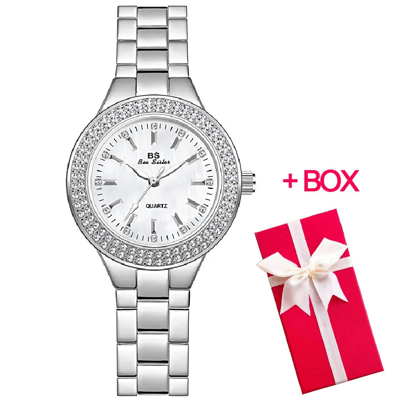 Woman Wrist Watches Dress Gold Watch Women Crystal Diamond Watches Stainless Steel Silver watch Women