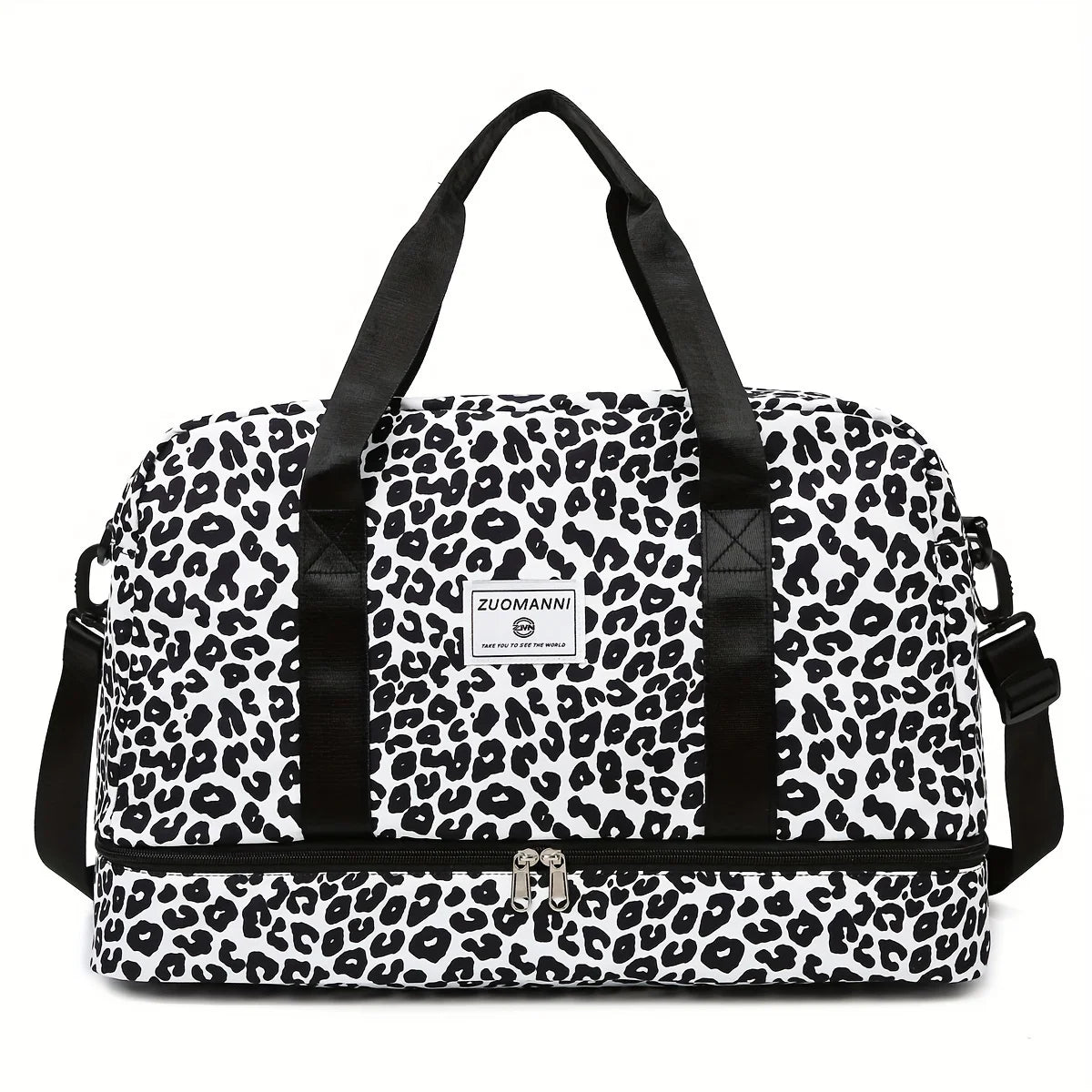 Large Capacity Nylon Travel Duffle Bag with Animal Print, Sports Gym Storage Bag, Portable Women'S Weekender Overnight Bag