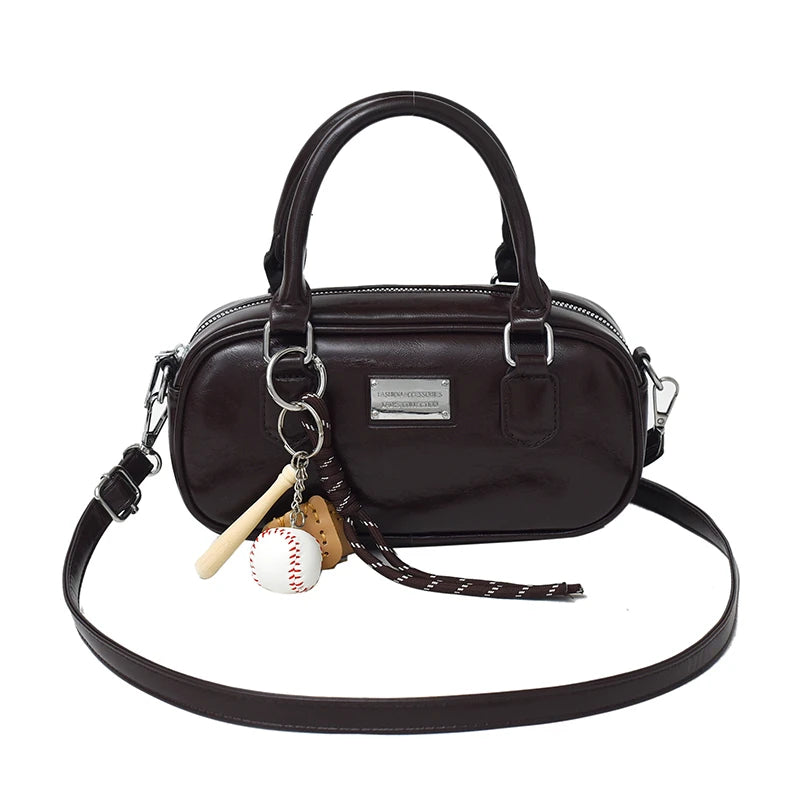 Miu - Style Small Square Boston Handbag - Spacious Shoulder Bag
