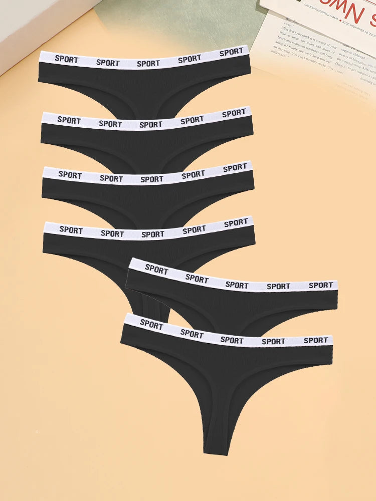 6PCS Cotton Seamless Thong Sexy Sport Brand Panties Low Waist Underwear