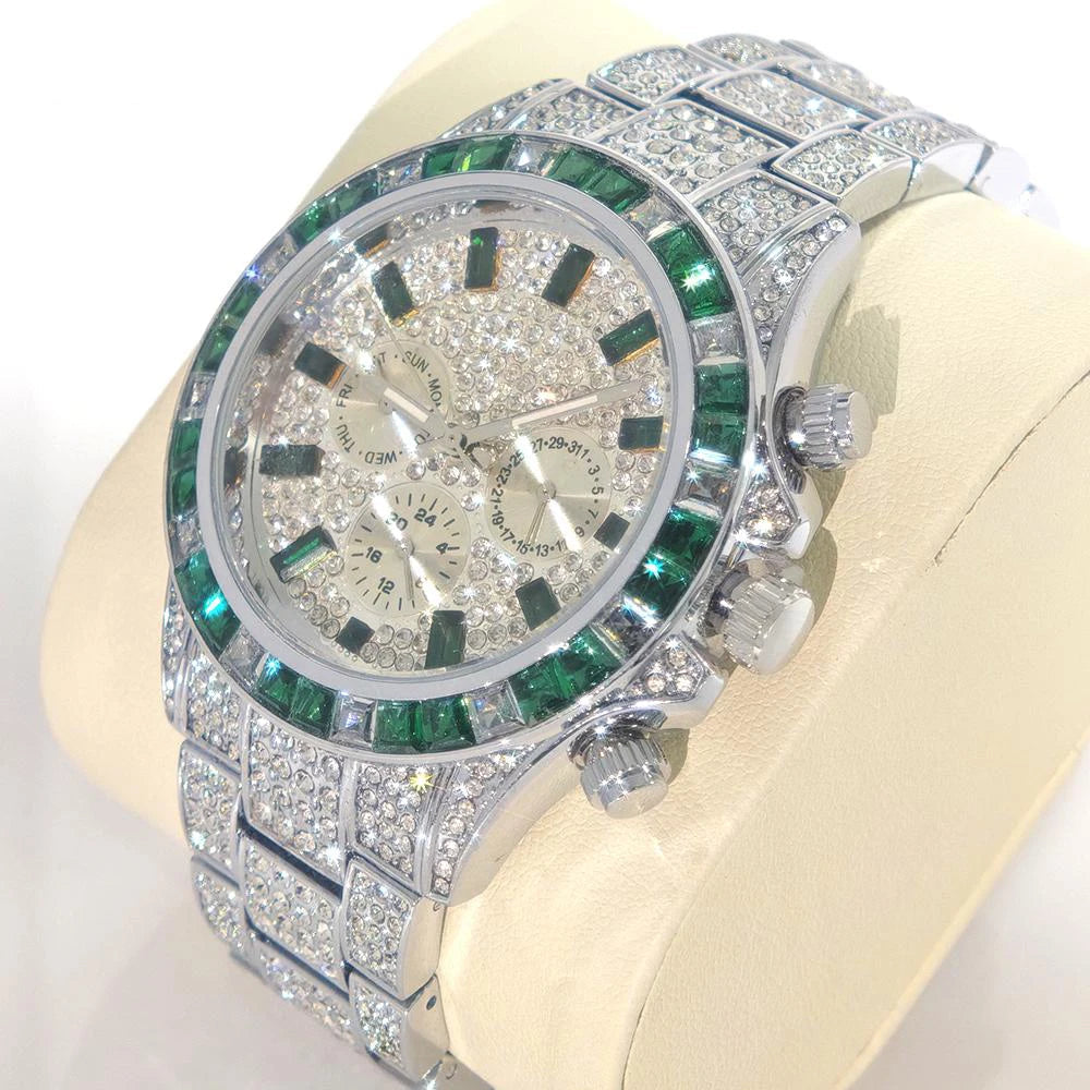 Luxury Stainless Steel Diamond Quartz Wristwatch