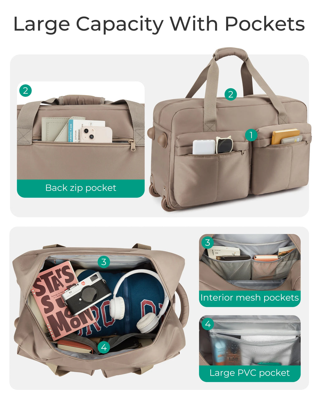 Rolling Duffle Bag with Wheels Waterproof High-Quality Carry-On Suitcase for Travel Essentials