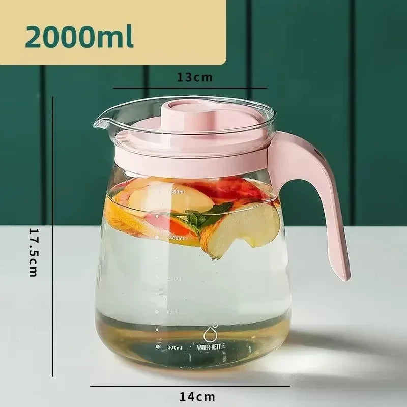 Transparent Teapot High Borosilicate Glass Heat-Resistant Large Capacity Tea Pot Coffee Juice Ice Water Kettle for Office Home