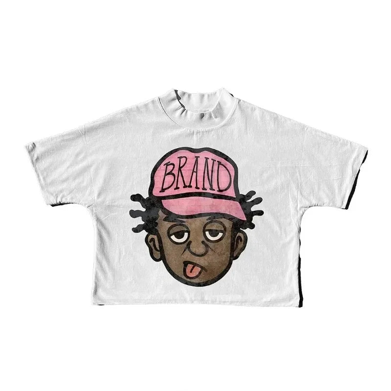 Cartoon avatar print short sleeve t-shirt loose casual oversized t-shirt