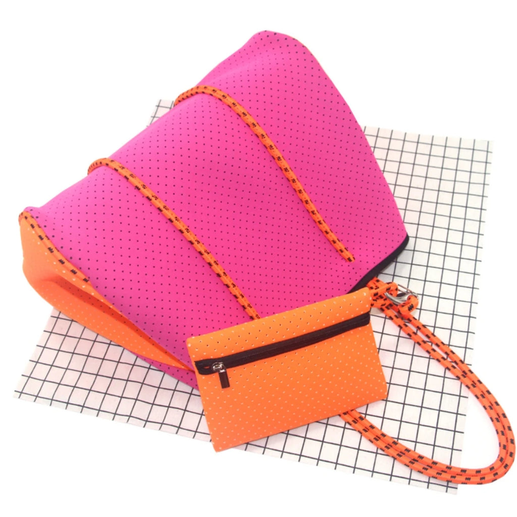 2024 Hotsale Large Fashion Tote Bag for Women Neoprene Tote Bag for Summer and Beach Pink High Quality Neoprene Women Handbag