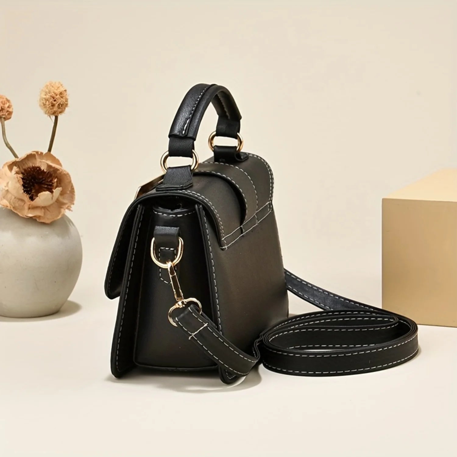 Chic Square Solid Color Handbag for Women