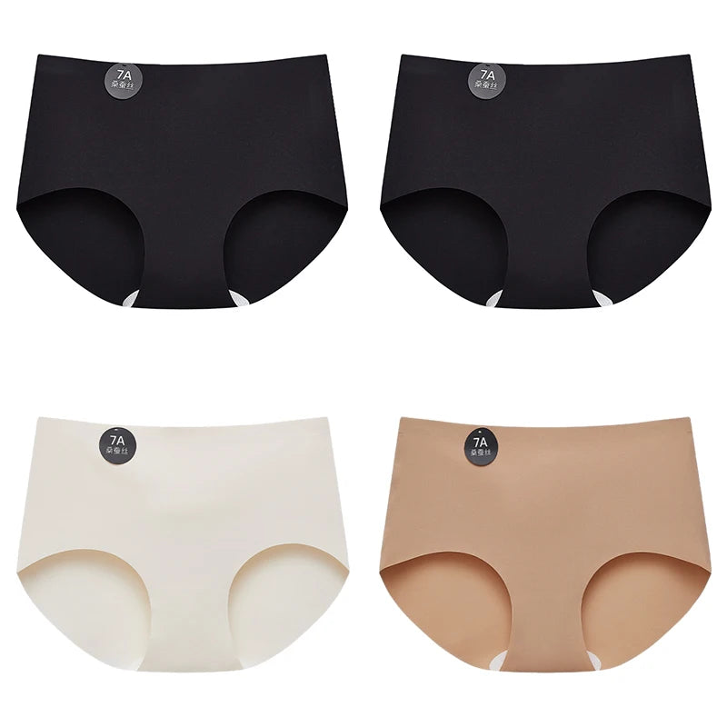FalllSweet 4PCS Seamless Panties  Ice Silk Underwear Soft Thin Briefs
