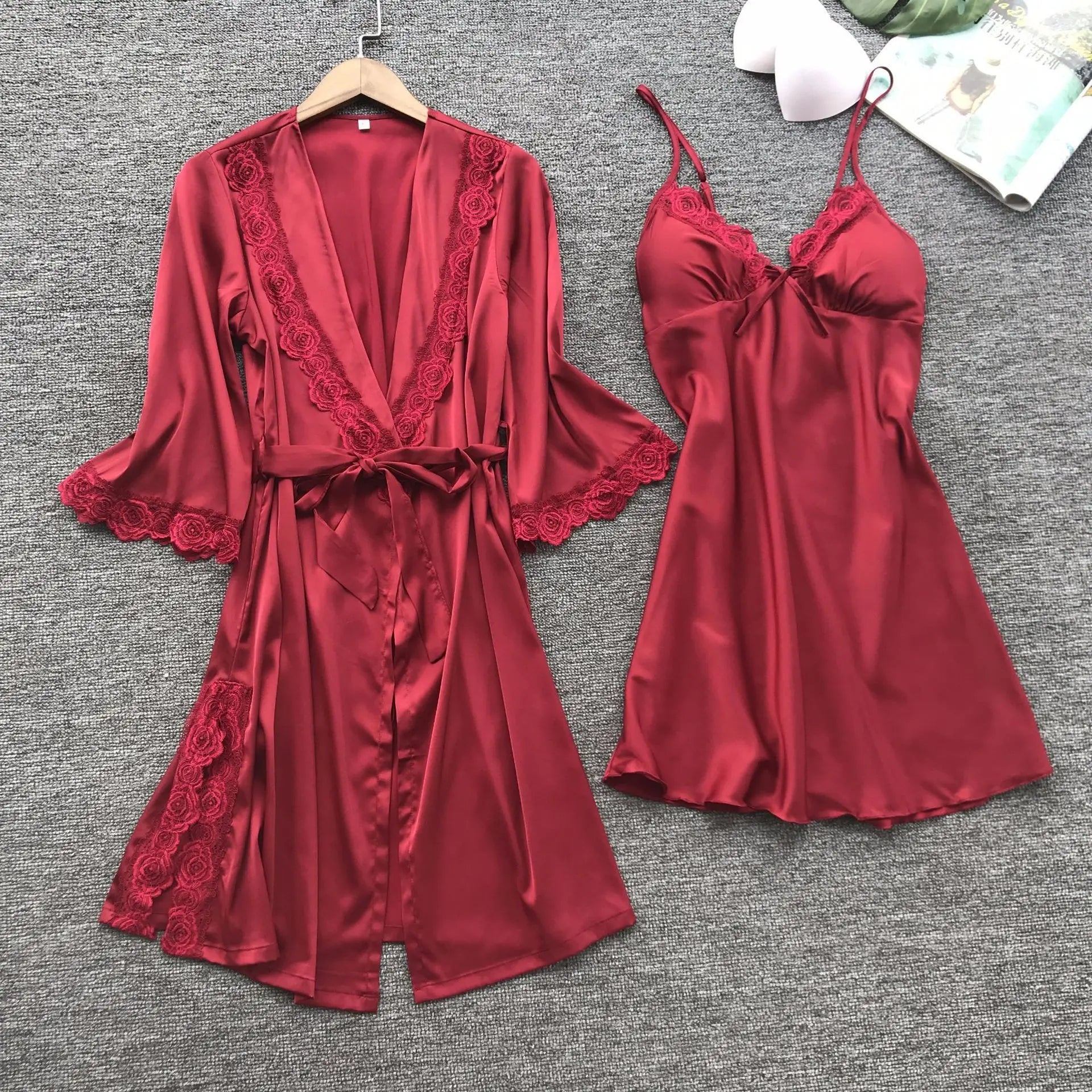 New Women's Sleep Lounge Robe Pajama Gown Sets dress summer imitation silk pajamas American pajama set home clothing Underwear