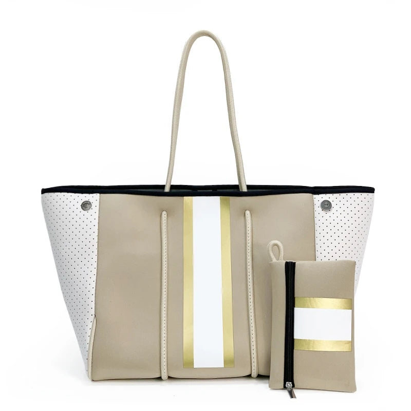 2024 Hotsale Large Fashion Tote Bag for Women Neoprene Tote Bag for Summer and Beach Pink High Quality Neoprene Women Handbag