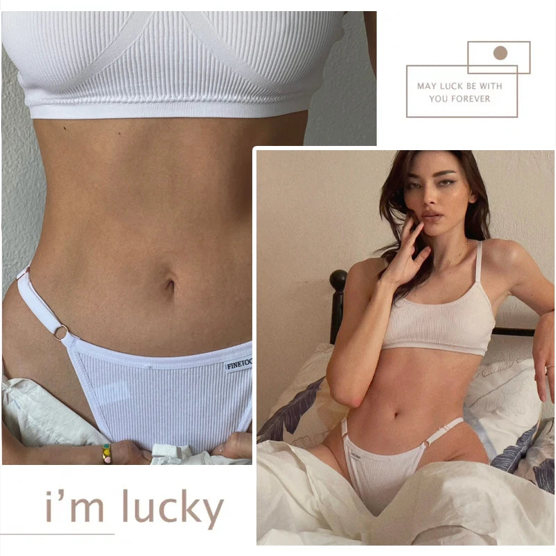 7PCS Cotton Panties Sexy Low Rise Thong For Women Fashion Seamless Solid Color G-String Comfortable Breathable Intimate Lingerie