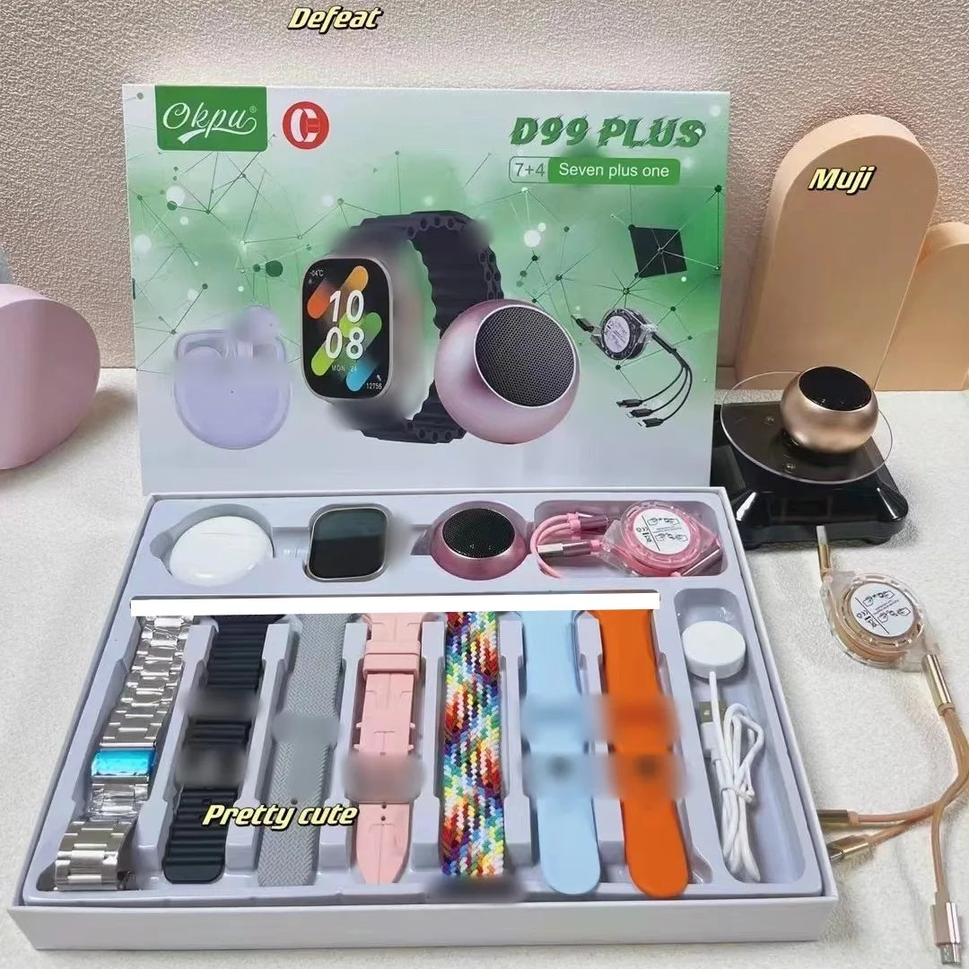 Smart Watch 10 in 1 Set Bluetooth Call Smart Watch Bluetooth Earphone Set