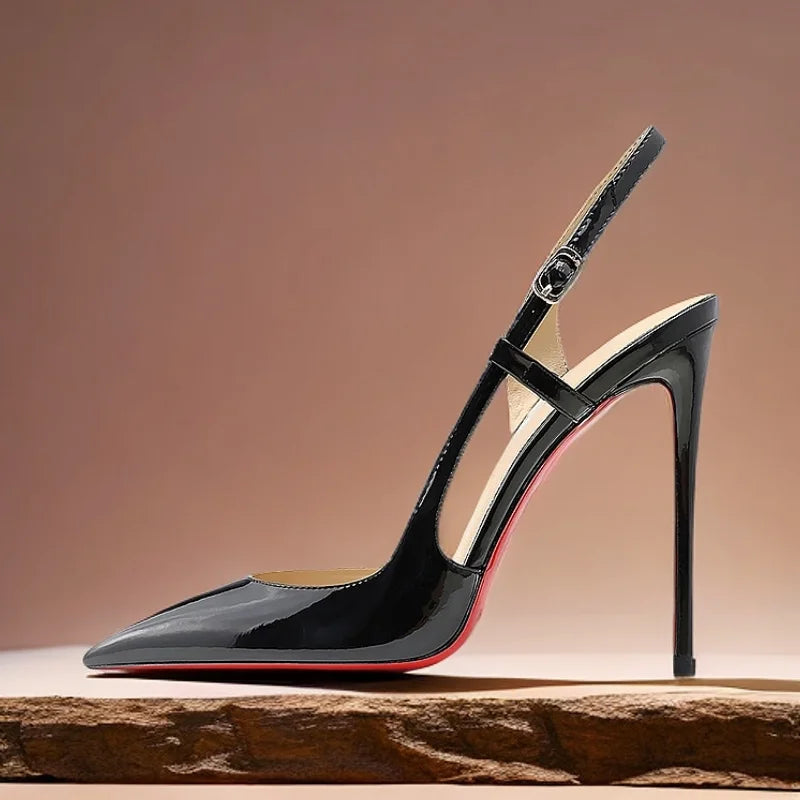 Summer New Side Leakage Hollow Back Tripping High Heel Sandals Black Sexy OL Style Large Shoes 33-46