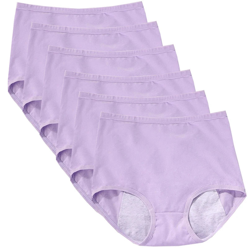 6pcs Girl Menstrual Panties Women's Physiological Briefs Ladies Period Leak Proof Panty High Waist Cotton Underwear