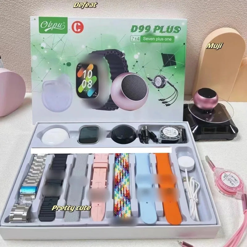 Smart Watch 10 in 1 Set Bluetooth Call Smart Watch Bluetooth Earphone Set