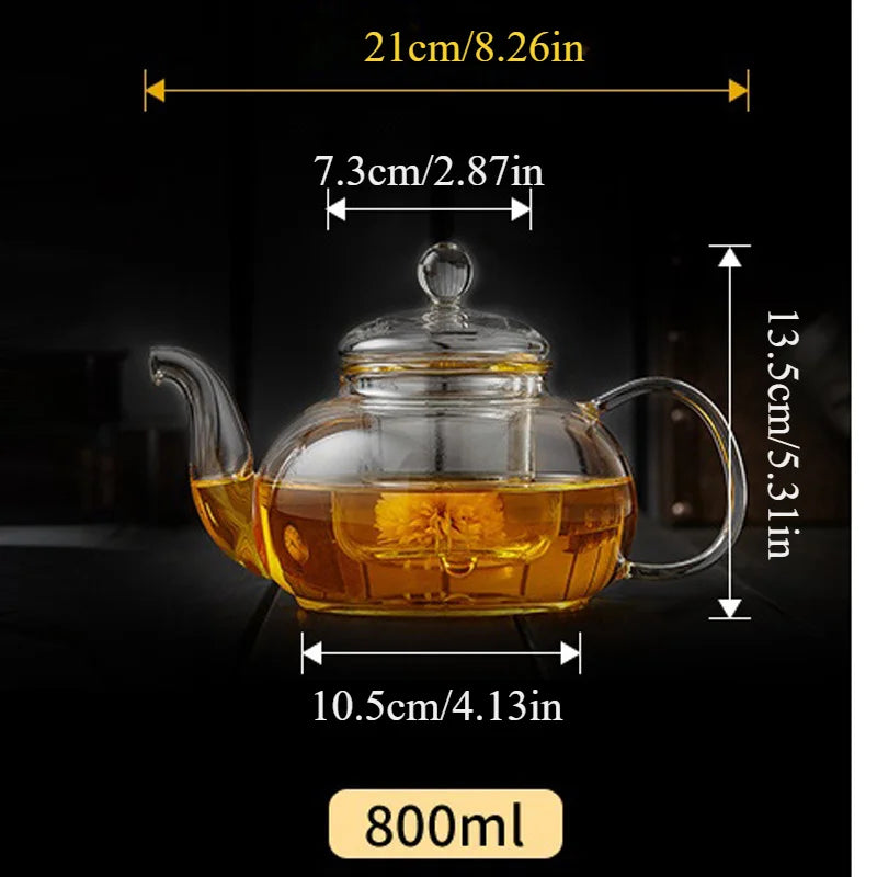 400ml/1000ml Heat-resistant Glass Tea Pot Flower Kettle Teawear Set Tea Strainer Infuser Pot Teaware
