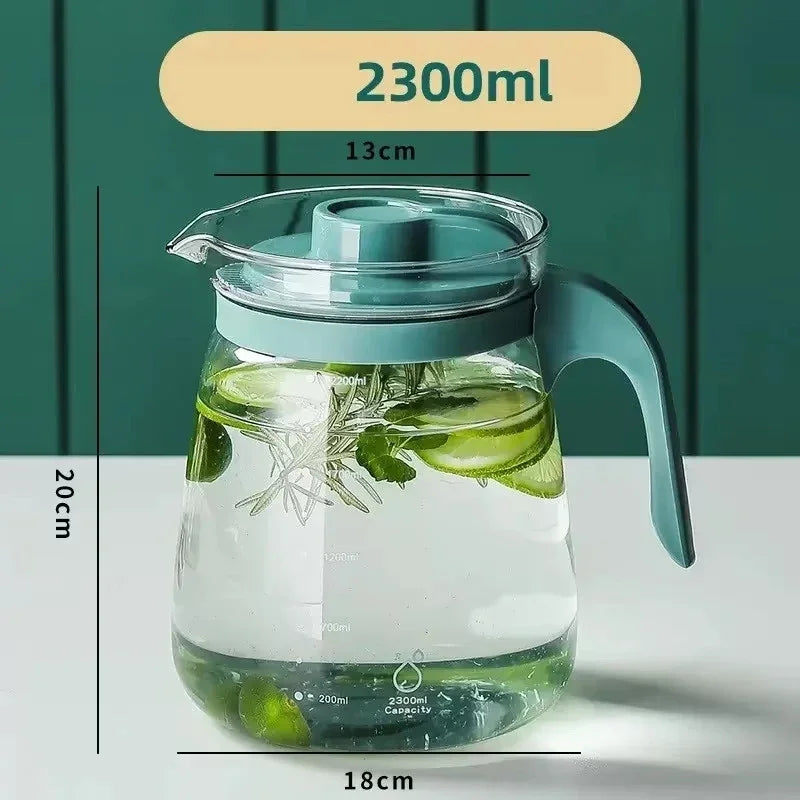 Transparent Teapot High Borosilicate Glass Heat-Resistant Large Capacity Tea Pot Coffee Juice Ice Water Kettle for Office Home