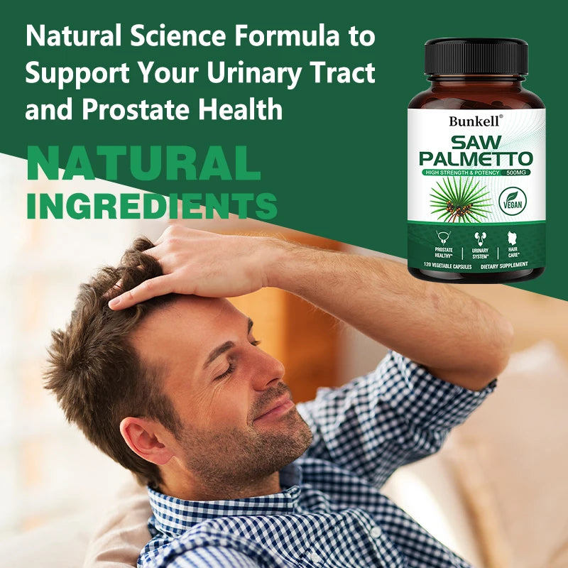 Saw Palmetto Supplement 500mg – Anti-Aging Hair Vitamins To Help with Hair Care, Support Urinary Tract and Prostate Health