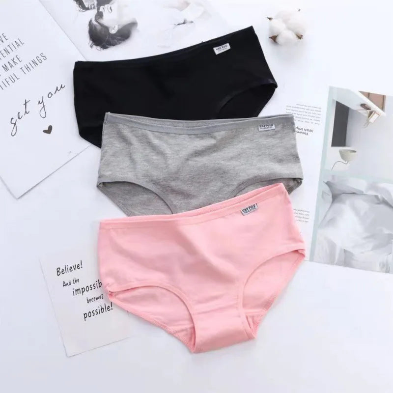 3Pcs/Lot Women's Panties Cotton Underwear Plus Size Soft Briefs Girls Solid Color Sexy Lingeries Female Shorts Underpant M-4XL