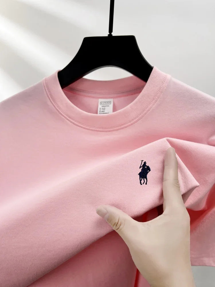 100% pure cotton short sleeve round neck men's T-shirt hot selling luxury brand summer exquisite pony embroidery breathable top