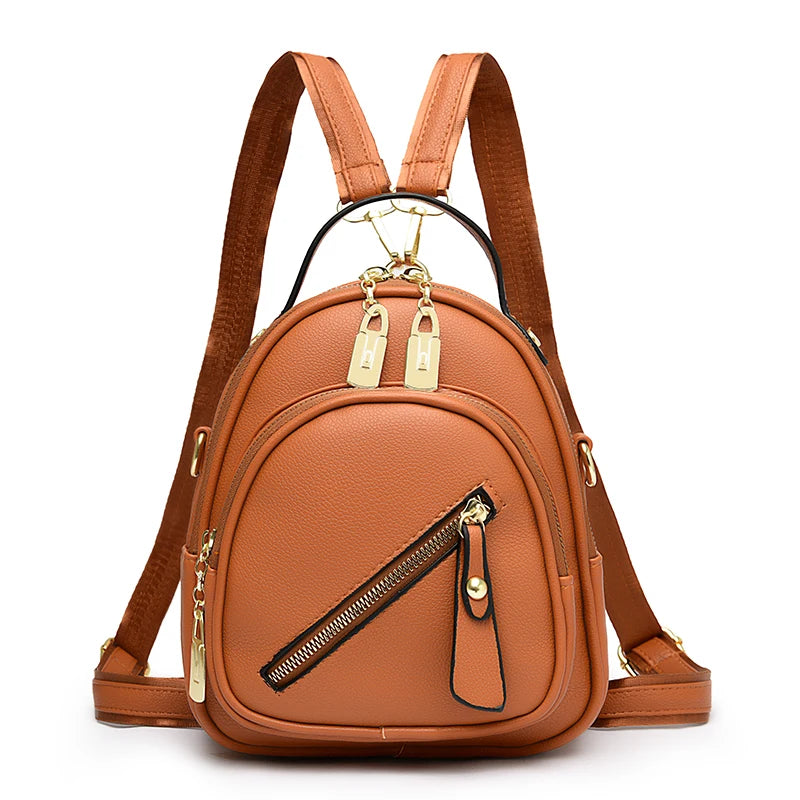 Mini Backpack Women Luxury Leather Shoulder Bag For Girls Kids Multi-Function Small Bagpack Female Purse Fashion Small Backpack