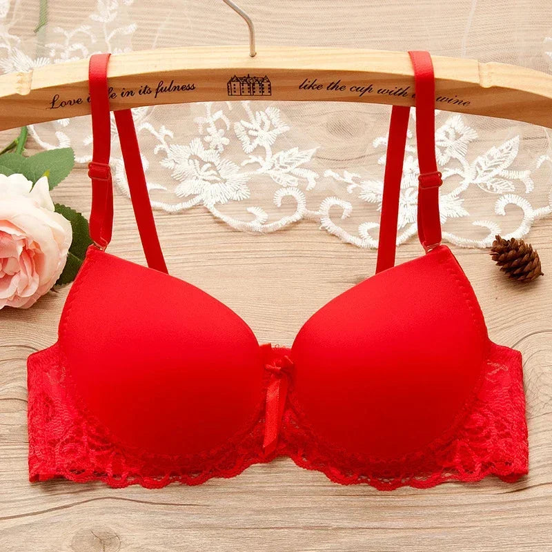 Sexy Push Up Bras Women Solid Wireless Lace Trim Lingerie One-Piece Gather Seamless Underwear Convertible Straps Support Bra