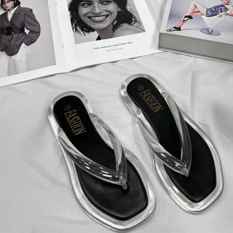 Women's Summer Candy Color Flip Flops Fashion All Match Outdoor Casual Flat Slippers Ladies Soft Soled Beach Sandal Women Slides