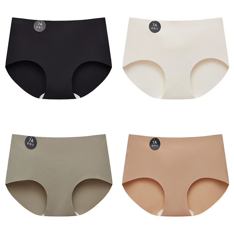 FalllSweet 4PCS Seamless Panties  Ice Silk Underwear Soft Thin Briefs