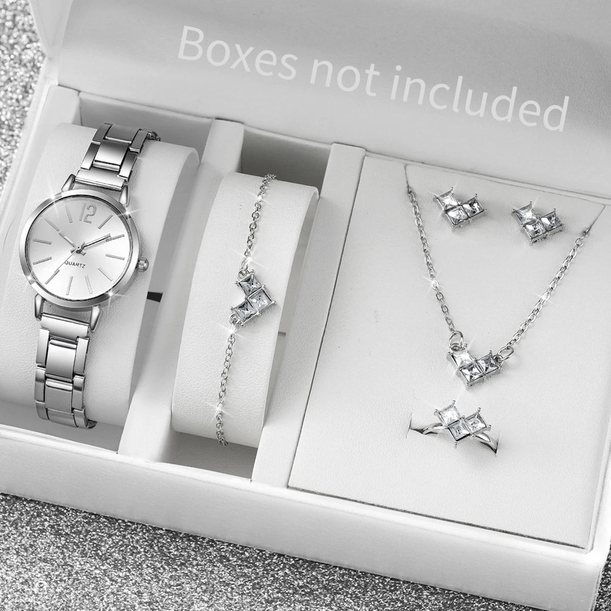 5/6PCS Fashion Women Watches Jewelry Set Luxury Analog Quartz Watch for Women Reloj Mujer Girls Clock Gift（Without Box）