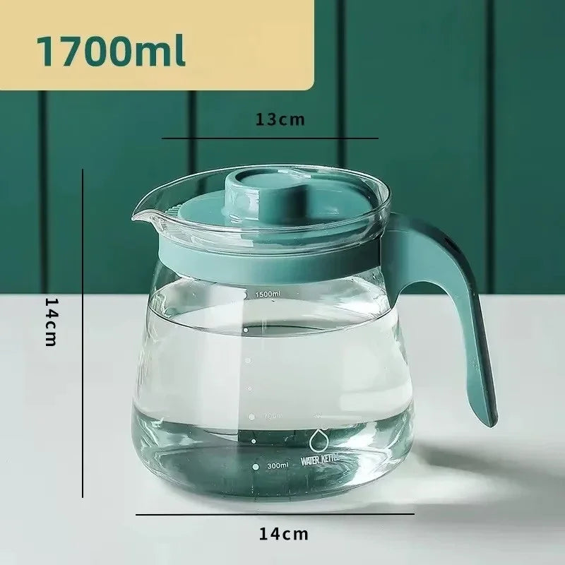 Transparent Teapot High Borosilicate Glass Heat-Resistant Large Capacity Tea Pot Coffee Juice Ice Water Kettle for Office Home