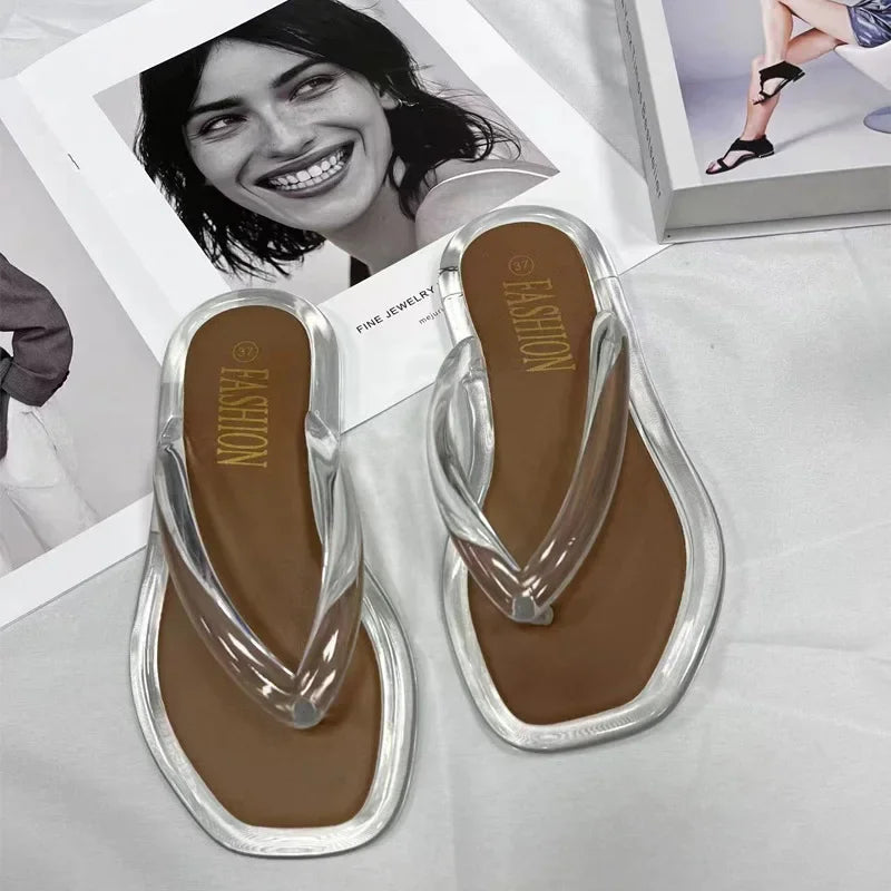 Women's Summer Candy Color Flip Flops Fashion All Match Outdoor Casual Flat Slippers Ladies Soft Soled Beach Sandal Women Slides