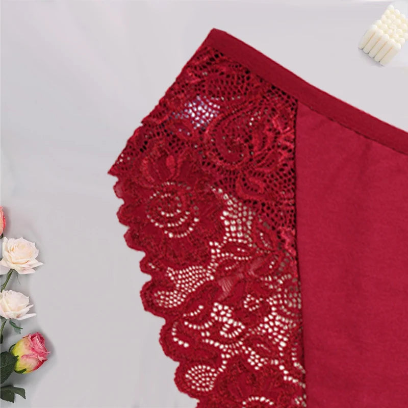 3PCS/Set Sexy Embroidery Lace Cotton Panties Women's Breathable Soft Comfy Panties Underwear S-XXL
